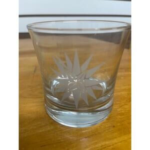 Set of 4 Etched Star Clear glass Whiskey tumbler 3.5"